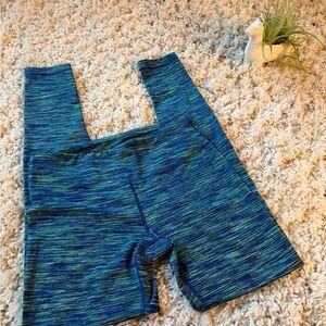 Women's 90 degree Blue-Green thick gym running athletic Leggings